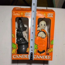Lot of 2 Vintage Gurley Halloween Ghost Witch Candle Trick or Treat  Unburned picture