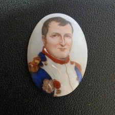 Vintage Signed Limoges France Napoleon Bonaparte Porcelain Portrait Cabochon picture