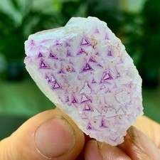27G Natural fluorite purple edged cubic crystal mineral sample picture