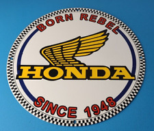 Vintage Honda Sign - Motorcycle Biker Automobile Gas Pump Service Porcelain Sign picture