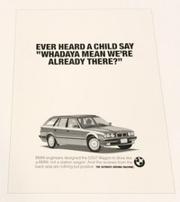 Rare BMW 525iT Wagon FUNNY VTG Ad Agency Print — Award-Winning—Listed by Writer picture