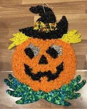 Vintage Jack-O -Lantern Popcorn Melted Plastic Pumpkin Halloween Decoration picture