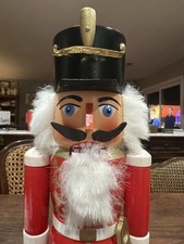 Vintage Traditional German Erzgebirgische Volkskunst Nutcracker Solider Red 13” picture