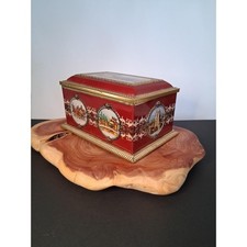 Vintage Klann Quality Tin Box Western Germany Red & Gold Stagecoach Scene ✨ Mid picture