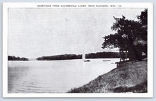 Lauderdale Lakes Wisconsin Sailboat Near Elkhorn Greetings From c1930 Postcard picture