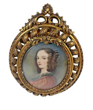 Antique French Louis XVI Gilt Picture Frame Signed Mary Robinson Portrait picture