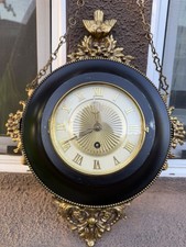 Rare Antique Victorian Brass Eight Day Wall Clock West Germany Chain Chatelaine picture
