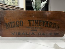 Vintage Melco Vineyards Visalia CA Wood Grape Crate End Advertising Sign picture