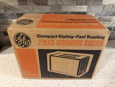 New Vintage 1970s GE General Electric 2 Slice Toaster T17 3207-012 Chrome Black picture