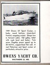 1950 Print Ad 1949 Owens 33' Sport Cruiser Boats Baltimore,MD picture