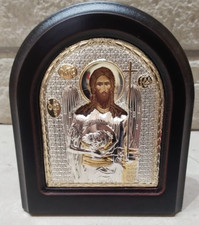 Greek Silver Icon St. John the Baptist Angel of the Desert 950 Silver Certificat picture