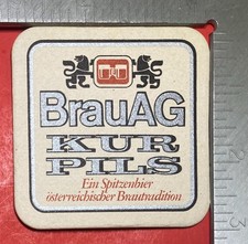 BrauAG KAISER KUR PILS 3.5 INCH SQUARE BEER COASTER BRAU AG picture