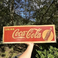 Vintage Drink Coca Cola Sign Soda Sign Advertising Sign Yellow Moon picture