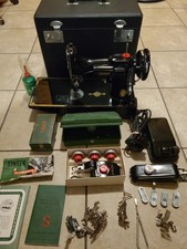 Singer Featherweight 221 Centennial Sewing Machine Blue Badge 1951 AK589623 Case picture