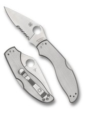 Spyderco UpTern Folding Knife C261PS Combo Edge Blade Stainless Steel Handle picture