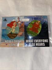 Disney Parks 2 pin set MEME How I think I sing ARIEL & PUMBA - NEW picture