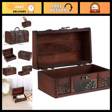 Vintage Wooden Pirate Treasure Chest Keepsake Box - Medium Storage Organizer picture