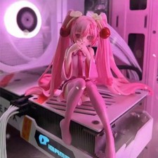 New Hatsune Miku Anime figure Pink dress Sitting Posture PVC Model Action Toys picture
