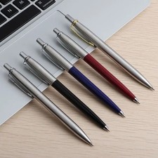 Blue & Chrome Metal Ballpoint Pen, Medium Point, Royal Blue Ink, New in Box picture