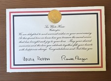 50th Wedding Anniversary Card from NANCY and PRESIDENT RONALD REAGAN picture