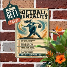 Positive Softball Life Lessons Metal Sign Vintage Sports Girl Room Tin Plaque picture