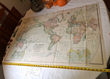 VG++ RARE antique 1922 THE WORLD map National Geographic original 42