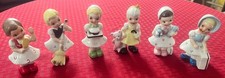 Set 6 Ceramic Ucagco Girls 1950s Japan Sweep Bake Brush Teddy Suitcase Presents picture