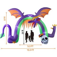 9FT HALLOWEEN DRAGON ARCHWAY LED OUTDOOR INFLATABLE picture