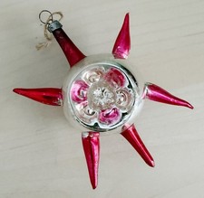 Antique German Blown Glass Fantasy Star Ornament 1920s Annealed Rays Indent HTF picture
