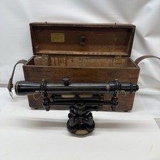 ANTIQUE W & L.E. GURLEY TRANSIT, BRASS SURVEY LEVEL TOOL, WITH WOOD BOX, 661995 picture
