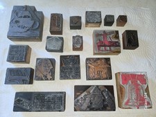 18 VTG Antique Letterpress Printing Blocks Woodcuts Masonic Royal Arch Michigan picture