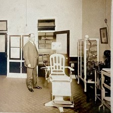 Antique 1920s Cabinet Photo Dentist in Office Interior Historical Dental picture