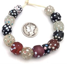 14 Antique Venetian Skunk wound glass African trade beads-#1999 picture