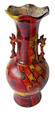Vintage Chinese Art Exhibit Pottery Vase of China Display Piece 2005 Larry Wang picture