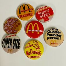 McDonalds Replica Button 7-Pack #1 Vintage Retro Super Size Trainee picture