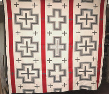 Pendleton Blanket San Miguel 88x80 Wool Gray Ivory Red Crosses picture