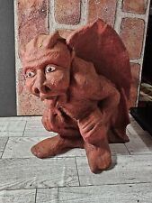 Vintage Winged Devil Gargoyle Statue Textured Creepy Fantasy  picture