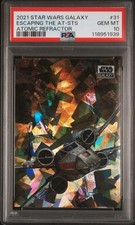 2021 Topps Star Wars Galaxy X-Wing Escaping AT-STs Atomic /150 PSA 10 #31 picture