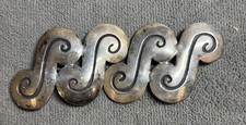 Vtg Modernist Tested Sterling Silver 2pc Interlocking Cape Clasp Belt Buckle picture