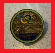 1968 MEXICO CITY OLYMPICS MEXICO NOC OLYMPIC PIN BADGE AZTEC TEMPLE VERY RARE picture