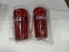 Red Textured Plastic Tumbler Coca Cola  Cups 20 Oz Restaurant Style - Two picture