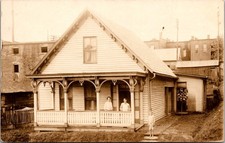 Historic House Two Women & A Child On The Porch RPPC Real Photo Postcard 4P23-3 picture