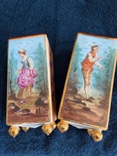 PAIR OF 19 rh CENTURY  FRENCH PORCELAIN HAND PAINTED VASES picture