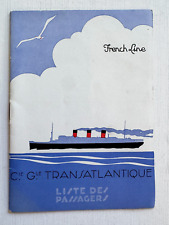 1935 The French Line SS Paris Passenger List Booklet picture