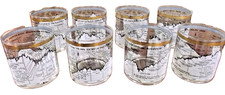 Set of 8 Vtg Dow Jones 1958-1968 stock market glasses picture