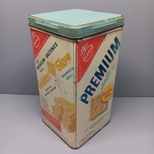 *1960'-70's Nabisco Premium Saltine Crackers *Golden Glow* Metal Container USA picture