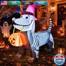 GOOSH 5.5 FT Halloween Skeleton Puppy Inflatable LED Yard Decor picture