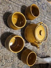 VTG 1970s Stonecrest Rainbow Tea Set Mustard Yellow Mid Century Korean Stoneware picture