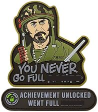 Tropic Thunder Movie Never Go PVC RUBBER PATCH |2PC  HOOK BACKING picture