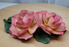 VTG Capodimonte Porcelain Double Pink Roses/Flowers Italy Fabar picture